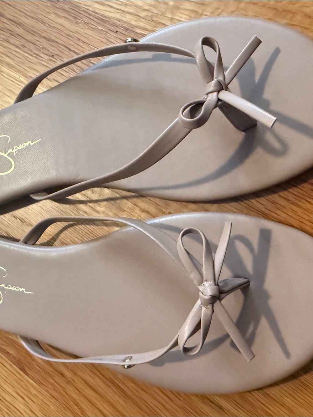 Jessica Simpson Taupe Bow Thong Sandals